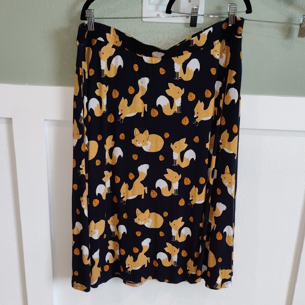 Fox Print Navy Skirt, Modcloth, A-Line with Pockets!